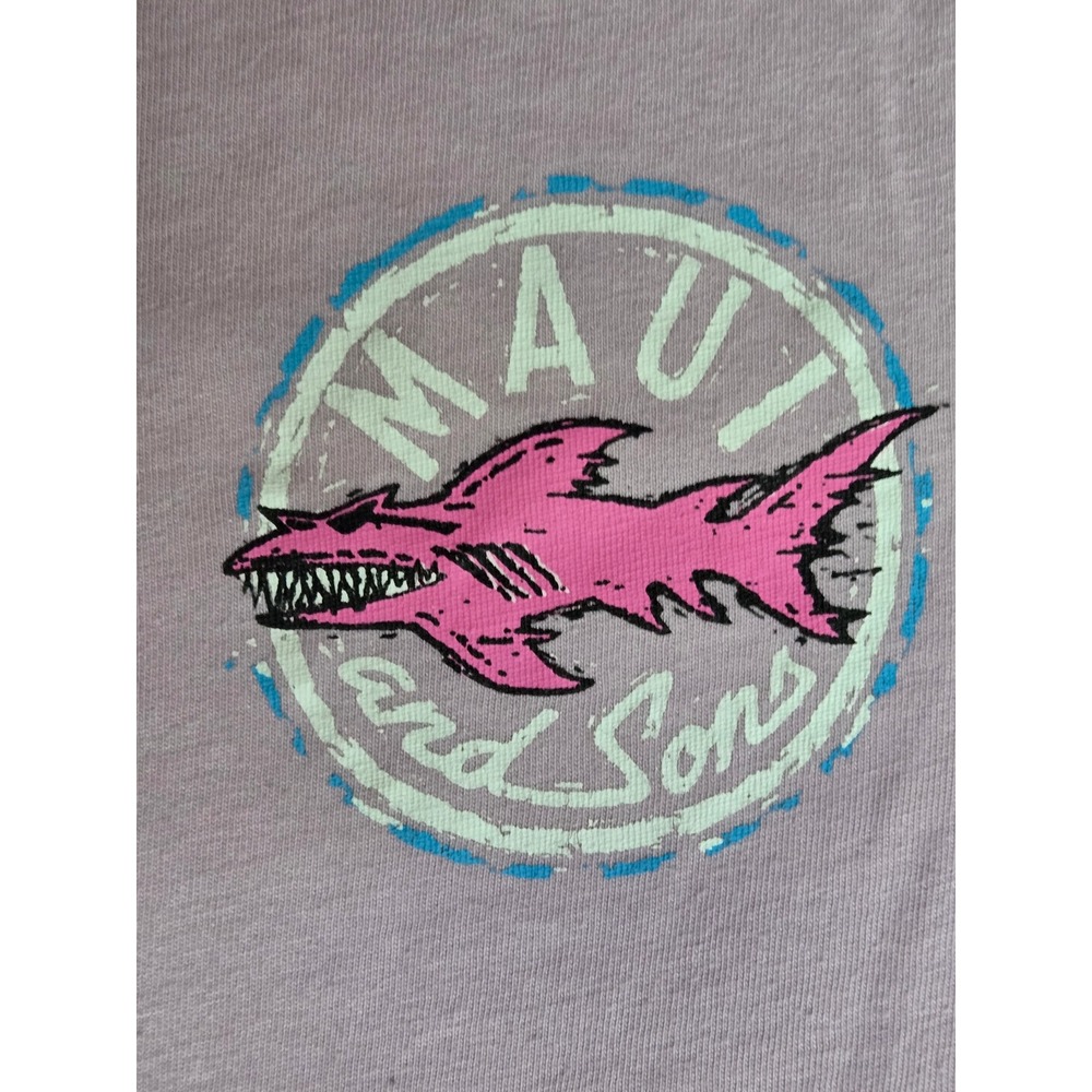 Maui and Sons Shark Graphic T-Shirt Purple Small California Surf Tee